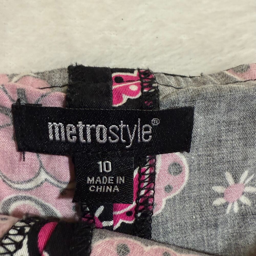 Metrostyle 10 Black Pink Paisley Mini Skirt Y2K Mod Stretch Floral Print - Picture 6 of 9